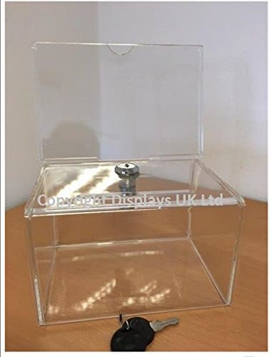 Clear Perspex Acrylic Lockable Suggestion and Ballot Box with Header