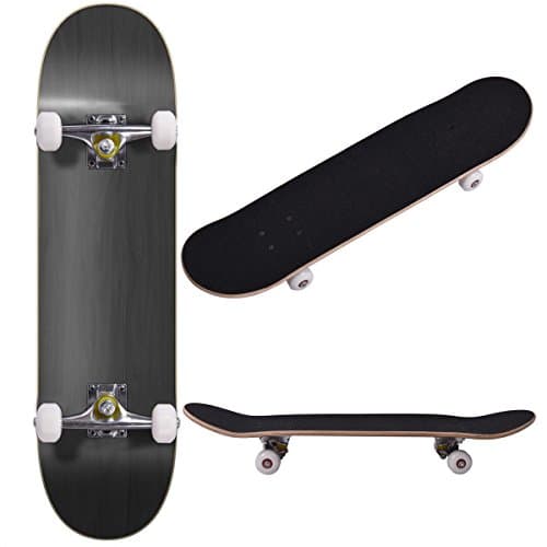 Black Blank Complete Skateboard Stained Black Deck Board 7.75" Skateboards Ready To Ride Longboard Wheel Skate Professional Adult