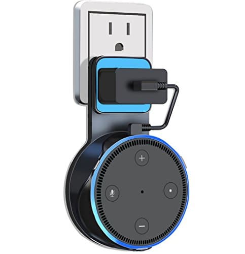 Lomanda Wall Mount for Echo Dot 2nd Generation,Dot Accessories Outlet Wall Hanger Bracket Stand Holder Best Space-Saving for Smart Home Speaker Plug in Kitchen Bathroom Bedroom (Black)