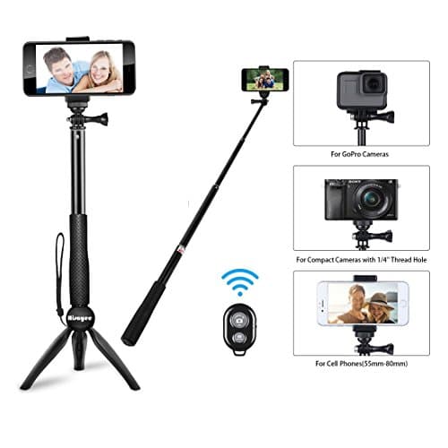 HiSayee Bluetooth Selfie Stick, Extendable Selfie Stick with Wireless Remote and Tripod Stand Selfie Stick for iPhone 8/8 Plus/iPhone X/iPhone 7/iPhone 7 Plus/Galaxy S9/S9 Plus/Note 8/S8 /S8 Plus/More