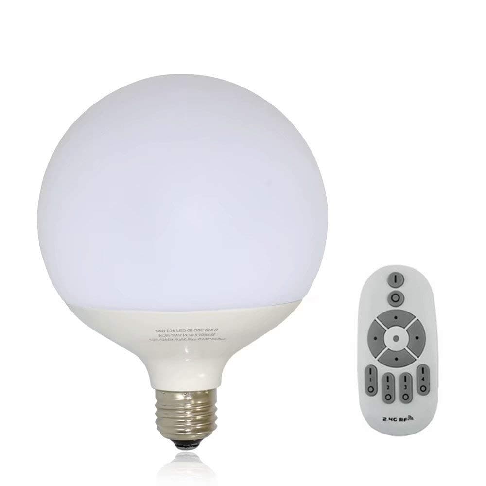 Dimmable Remote Control 18W LED Globe Bulb 150W Edison Bulbs Replacement E26 Medium Screw Base Globe Shape use in Room Kitchen(Diameter 4.7in)