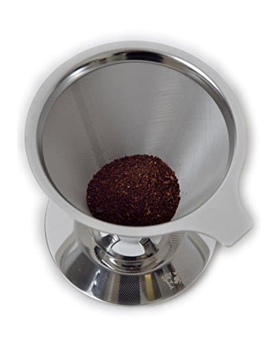 Pour Over Coffee Dripper by Silly Fox. The Permanent Reusable Paperless Coffee Cone Filter. Made of Double Mesh Stainless Steel. The Clever Coffee Dripper