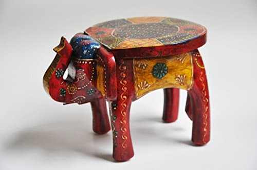 Chrsitmas Gift Wooden Elephant Handpainted Stool, Multi use Accent Table Plant Stand, Decorative Stool , Distressed Home decoration , Multicolored handmade Gifts