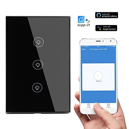 lifepot Smart Wall Light Switch Compatible with Alexa&amp; Google Home Touch Screen Wi-Fi Wall Switch Panel (3 gang)