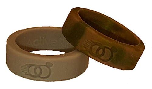 Active Rings - Replacement Wedding Rings for your active lifestyle. Never lose or damage your real wedding ring. Wear an Active Ring! (stone gray and green camo, 10)