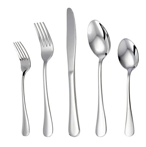 COMIART 5 Piece Stainless Steel Flatware Silverware Set, Service For 1, Mirror Polished, Include Knife / Fork / Spoon, Dishwasher Safe