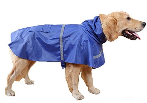 AooToo Dogs Polyester Adjustable Raincoat With Reflective Stripe(Blue, S)