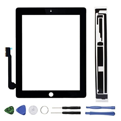Black Touch Screen Digitizer Replacement Part for iPad 3 with Adhesive and Repair Toolkits by Tongyin