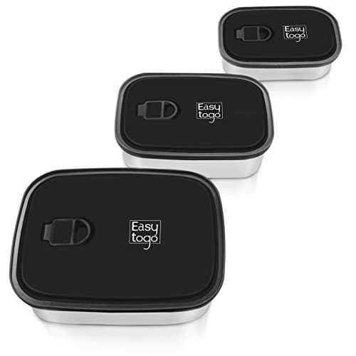 Leak Proof Bento Lunch Box Set – 3 Pack Nesting Stainless Steel Metal Storage Food Containers for Men Women or Kids – BPA Toxin Free for Work or Healthy School Lunches - Durable Sandwich Box