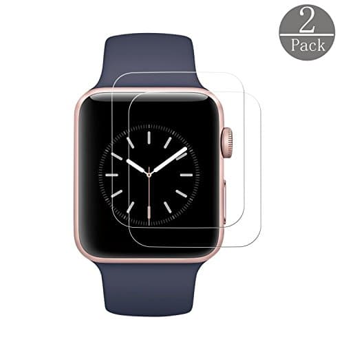 [2-Pack]Apple Watch 42mm Screen Protector,Cabras Tempered Glass Screen Protector HD Clear [Scratch Resistant],[Bubble Free ],[Easy Installation] for Apple Watch Series 1, Series 2