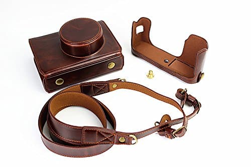 Haloweme Protective Compact Leather Case with Shoulder Strap for Fujifilm X100, Fujifilm X100S, Fujifilm X100T(Deep brown)