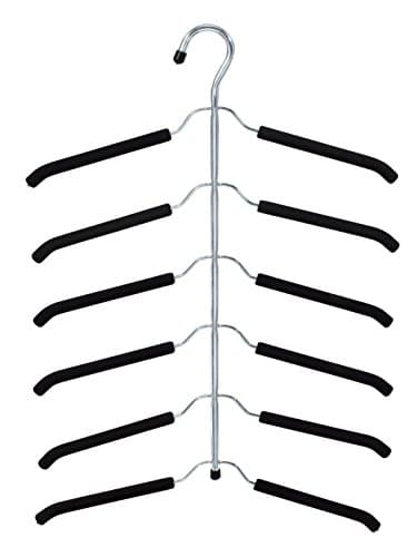 2 Pack - Strong Anti-Rust Chrome 6 Tier Blouse Tree, Non-Slip, Black Foam Padded, Space Saving, Flexible Swing Design for Easy-Slide, Multi-Tiered Clothes Hanger