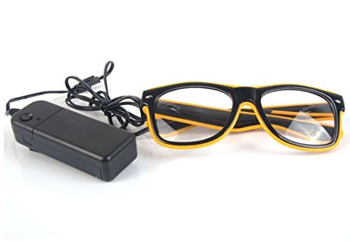 EL Wire Led Light Up Glass Shutter Shaped for Costume Party, Halloween, Concert (Yellow)