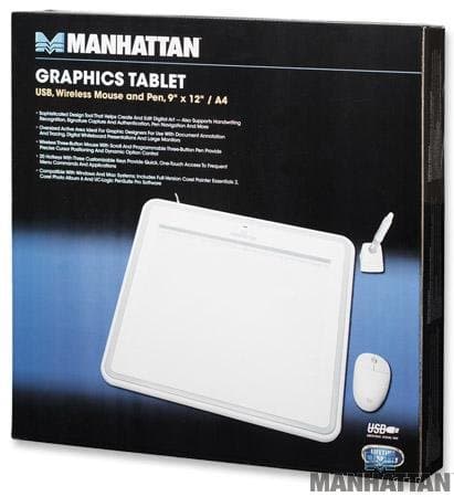 9"x12"-inch USB Graphics Tablet with Wireless Mouse and Pen for Home and Office, Manhattan 176040