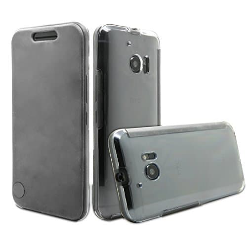HTC M10,HTC 10 Transparent View Case Smart Displaying Flip Protective Cover AaBbDd Professional Cell Phone Holster (Grey)¡­
