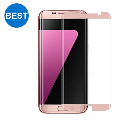 Samsung Galaxy S7 Edge Screen Protector COWTEE [Case Friendly] 9H Tempered Glass 3D Curved Protection - Pink