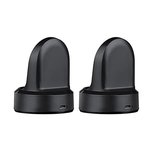 Gear S3 Charger,2 PCS Qi Charging Dock + Micro USB Cable for Samsung Gear S3 Classic / Frontier Smartwatch By Bullpow-Black (Black)
