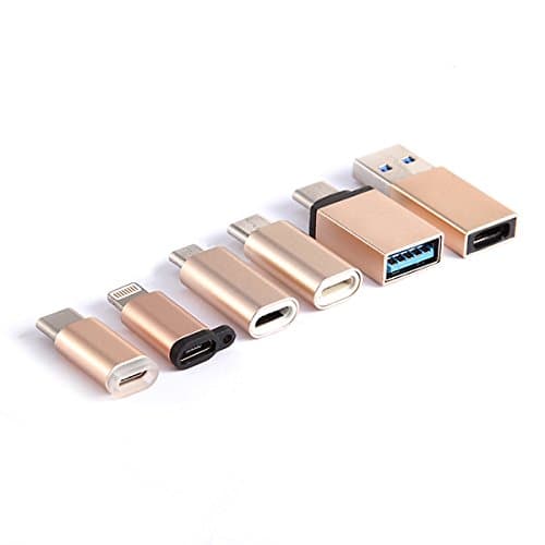 USB C Adapter,Type C Adapter,KangLongJia 6-Pack High-Speed USB Type C to USB 3.0 Adapter Converter for MacBook, ChromeBook Pixel, Nexus 5X, More(Gold)