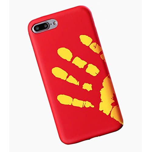 one pcs Thermal Sensor For iphone 7 Plus Phone Case Thermal Induction Hot Gradient Color Soft PU Cover Cases Shell (red)
