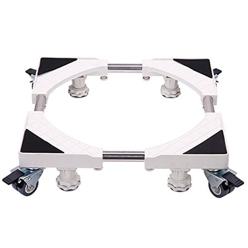 Adjustable Mobile Base 8 Strong Locking Rubber Swivel Wheels and 4 feets for Washing Machine and refrigerator
