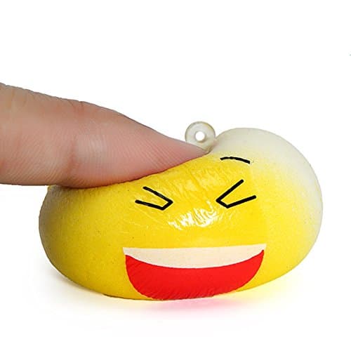 5PCS New Cute Funny Face Simulate Smashed Bean Bun Bread Squishy Toy Stress Reliever Phone Chain