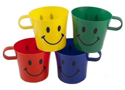 Plastic Cups/Beakers With Handle 4/Pack - Smiley