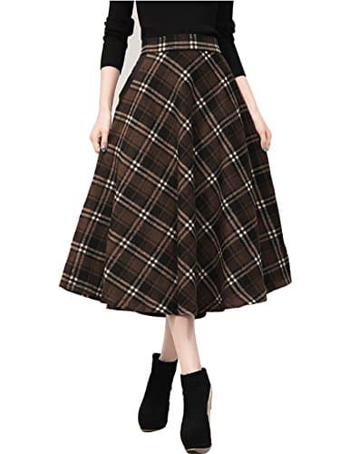 Vintage Winter Autumn Grid Skirts Classic Checkered Pattern