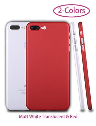 Phone case for iPhone 7 Plus,Zarya [2 Pack] PP [0.35mm] Ultra Thin Perfect Match Hard Protect Case Back Cover [Translucent] [Jet Black] for iPhone 7 Plus (Matt White Translucent &amp; Red)