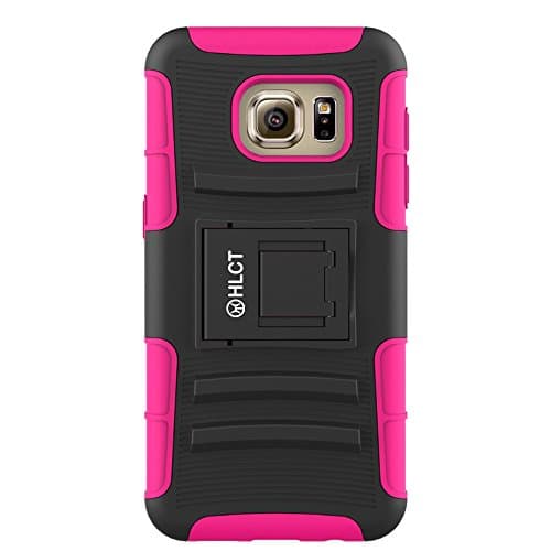 Galaxy S7 Case, HLCT Rugged Shock Proof Dual-Layer PC and Soft Silicone Case With Built-In Stand Kickstand for Samsung Galaxy S7 (2016) (Rose Pink)