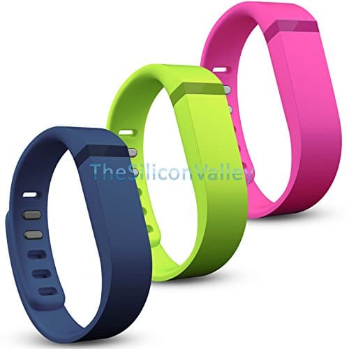 3 Pcs Large Size Replacement Wrist Band w/ Clasp for Fitbit Flex Bracelet (Navy / Lime / Pink)