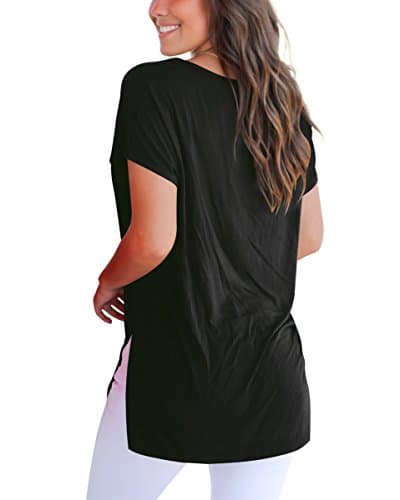 KUSMOO Women's Short Sleeve T Shirt Basic Tee Tops Plain Casual Tees Shirt