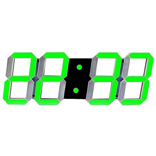SHSEA Remote Control Jumbo Digital LED Wall Clock Timer with Date, Temperature, Countdown for Living Room Decor(green)
