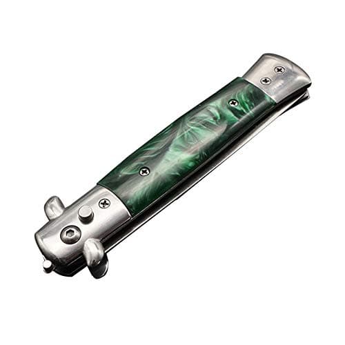 PowerBH Switchblade Pocket Foldable Push Button Hair Trimmer Combs For Beard Mustache Men Oil Hair Styling Pet Comb Tools Green