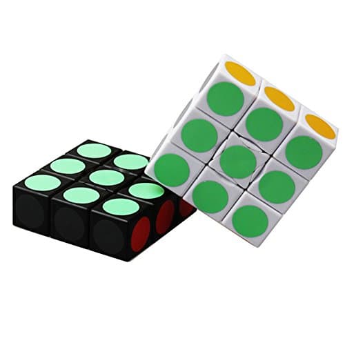 HJXD Magic Cube Set 2 Pack 1x3x3 Sticker Speed Cube White+Black