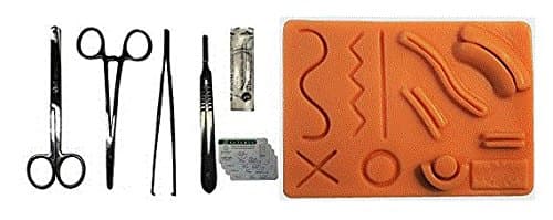 Suturing Training Kit Pink Medium (Suturing Pad, Tools & 4X 4-0 Nylons)
