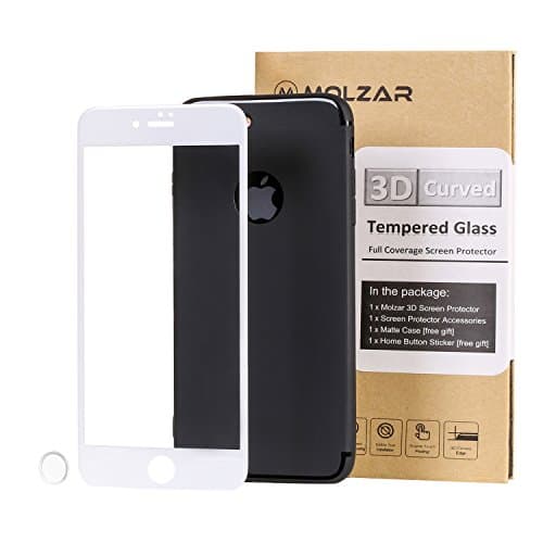 iPhone 7 Plus 3D Curved Full Coverage Edge to Edge HD Crystal Clear Bubble Free Tempered Glass Screen Protector with Ultra-thin Matte TPU Case and Premium Home Button Sticker for iPhone 7 Plus [White]