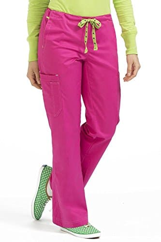 Med Couture Mc2 Women's Layla Drawstring Cargo Scrub Pant Medium Petite Pink-A-Licious