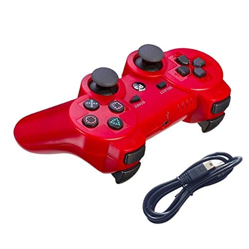 Kogoda Wireless Bluetooth Controller For PS3 Double Shock - Bundled with USB charge cord (Red)
