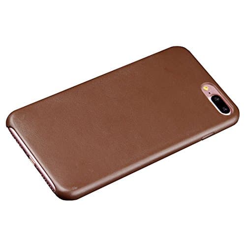 Leather iphone 7 Plus Case,Guyshero Apple Cell Phone Case for iPhone 7 Plus Ultra Slim Fit Skin Back Cover Scratch Resistant Premium Leather Back Brown