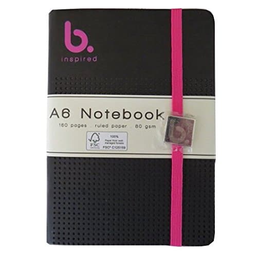 A6 PU Leather Embossed Casebound Notebook - "B Inspired" range - Pink - 160 Pages - Ruled - Size 5.8 X 4.1