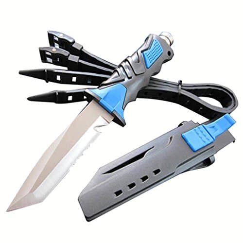 Aikar Blue Diving Knife 25.5 cm - Sharp Blade for Scuba Diving, Snorkeling and Water Sports Includes Strap