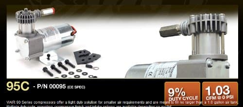 VIAIR 95C Compressor Kit with Omega Style Mounting Bracket 12-Volt 9% Duty, Sealed