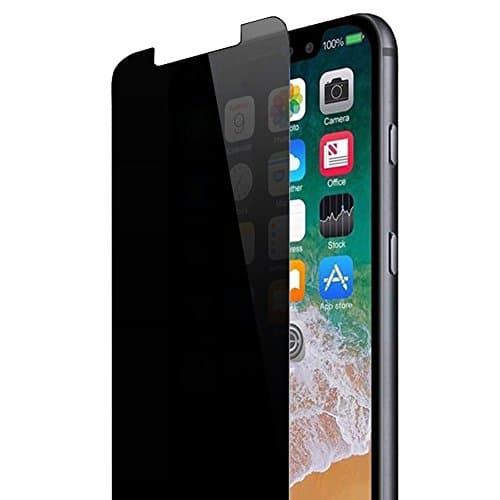Privacy Screen Protector iPhone X，Entwth Case Friendly 3D Touch 9H Hardness Anti Spy/Scratch/Fingerprint Tempered Glass Film for iPhone X/10, Easy Install Bubble Free（Black，1 Packs）