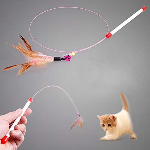 YotaWish Replacement Feathers Pack Plus Bonus Soft Furry Tail for Interactive Cat and Kitten Toy Wands