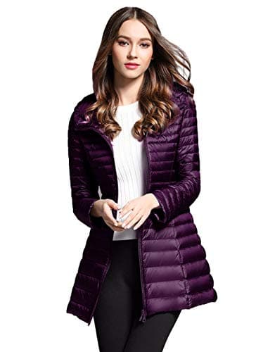 Women's Packable Down Coat Lightweight Plus Size Puffer Jacket Hooded Slim Warm Outdoor Sports Travel Parka Outerwear