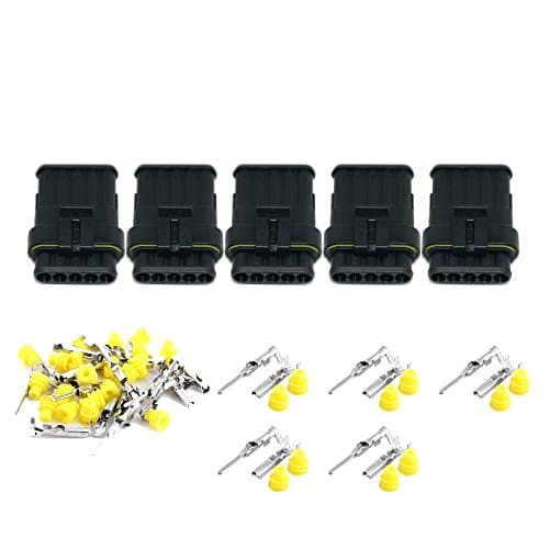 Qook 5 KIT 5 Pin Way Waterproof Electrical Wire Cable Connector Plug 1.5mm Series Terminals Heat Shrink