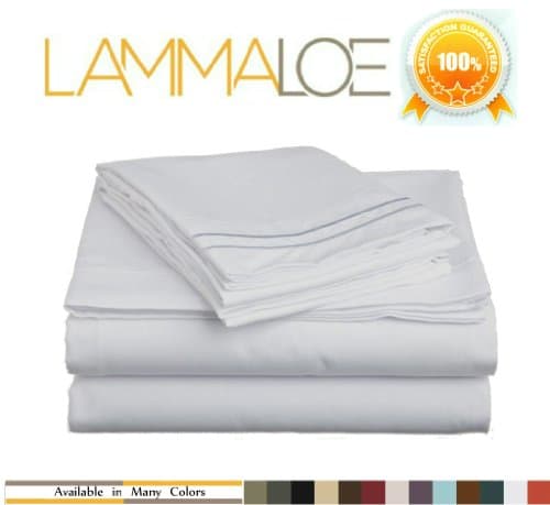 Lamma Loe Supreme 1500 Series 4pc Bed Sheet Set- 100% Manufacturer Guaranteed - Cal King, White, 1 Flat Sheet, 1 Fitted Sheet, 2 Pillowcases, Deep Pockets Fits 16" Mattress, Available in Many Sizes and Colors
