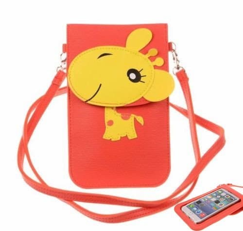 Phone Pouch With Built-in touch Screen Protector + CB Styles Pen (YELLOW GIRAFFE / GIRL)