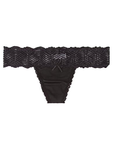 Swirl Lace Thong, Black, Large