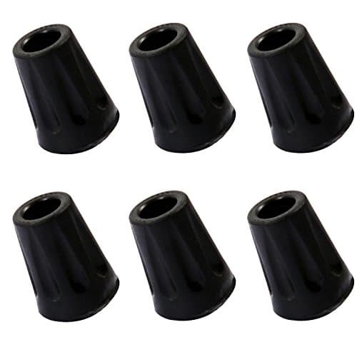 6-Pack Replacement Rubber Tips - Fits Most Hiking Sticks, Trekking Poles, Walking Canes